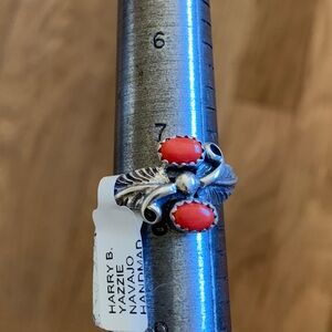 Sterling Silver and Coral Ring
